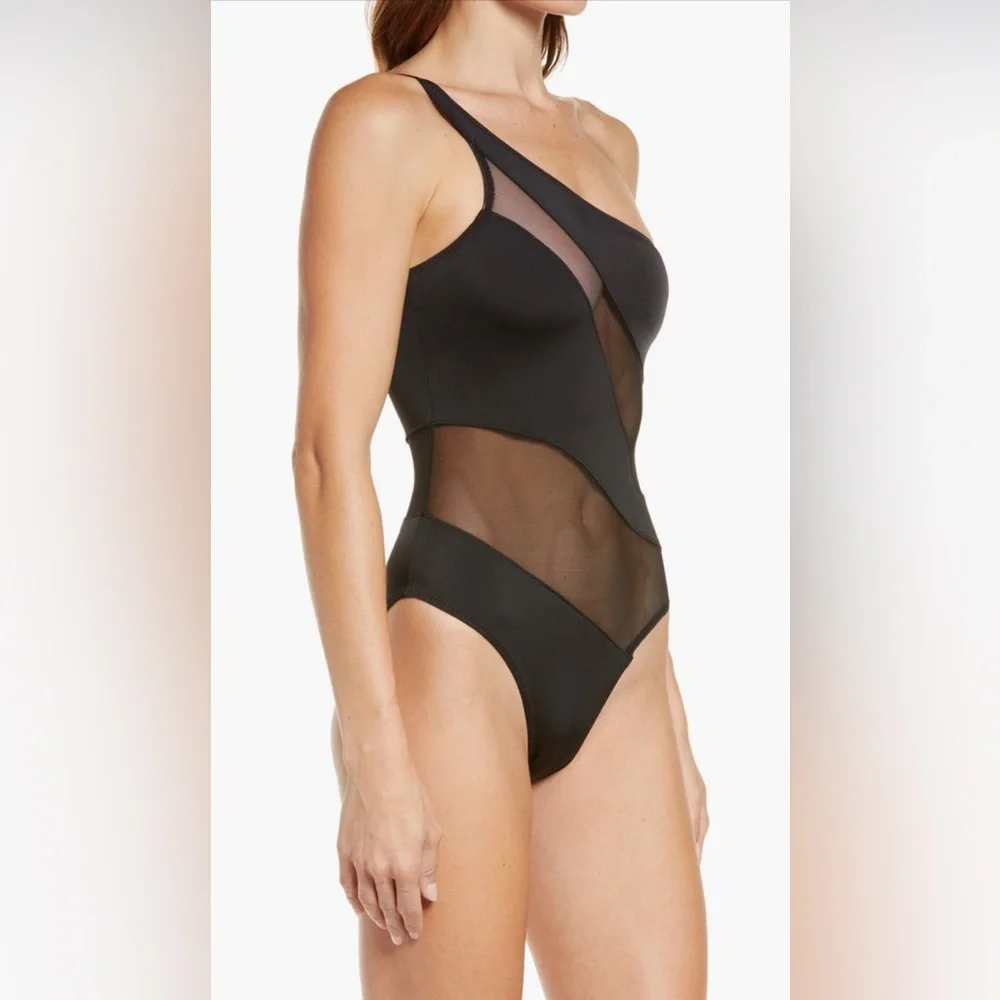 Normal Kamali Snake Mesh One shoulder Swimsuit, size Large, $265